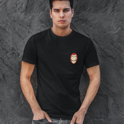Image de t-shirt noir pour homme "Masque Casa De Papel" - MCL Sérigraphie