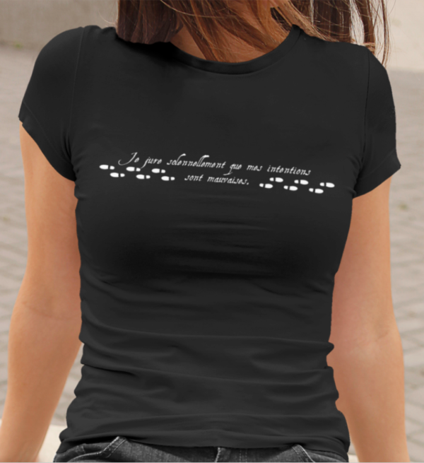 Image de t-shirt noir pour femme "Carte de Maraudeur - Harry Potter"- MCL Sérigraphie