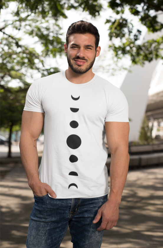 Image de t-shirt blanc pour homme "Moon Phase" - MCL Sérigraphie
