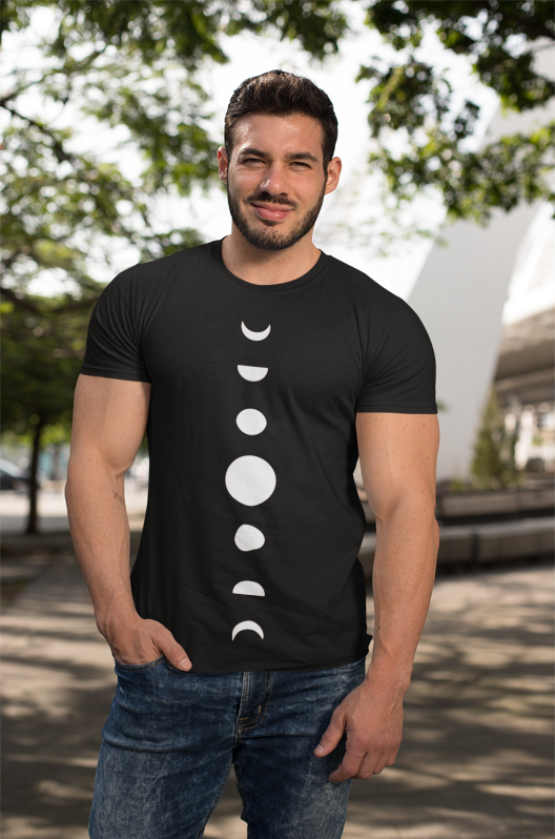 Image de t-shirt noir pour homme "Moon Phase" - MCL Sérigraphie