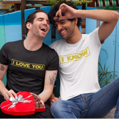 Image de duo de t-shirts noir et blanc homme "I Love You/I Know" - MCL Sérigraphie