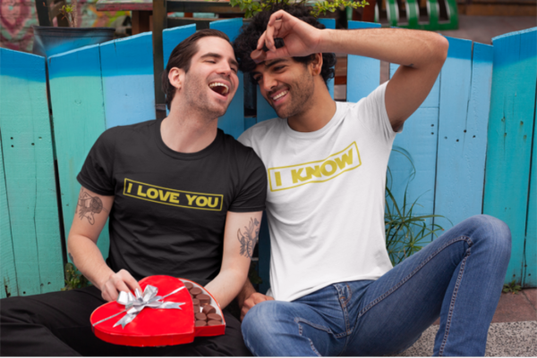 Image de duo de t-shirts noir et blanc homme "I Love You/I Know" - MCL Sérigraphie