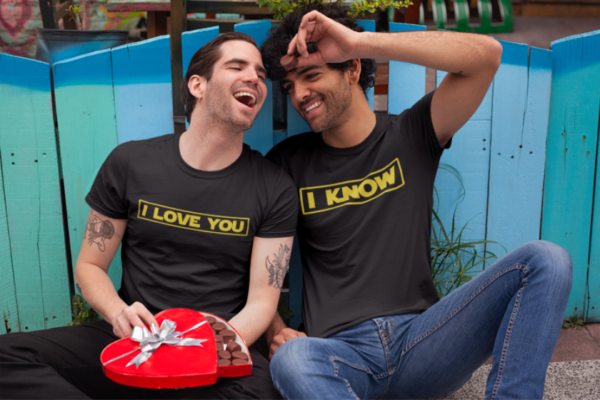 Image de duo de t-shirts noirs homme "I Love You/I Know" - MCL Sérigraphie