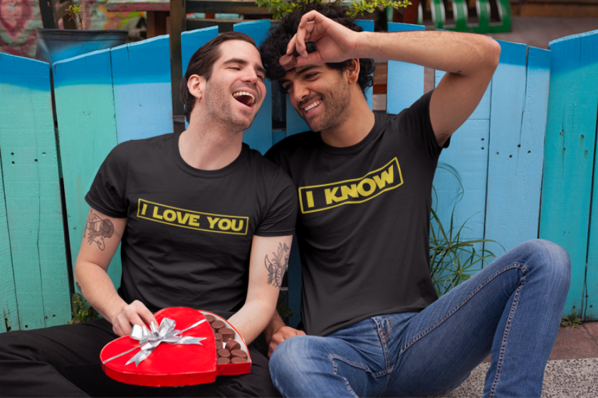Duo de t-shirts noirs homme "I Love You/I Know" - MCL Sérigraphie Image de duo de t-shirts noirs homme "I Love You/I Know" - MCL Sérigraphie
