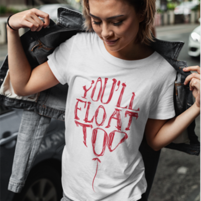 Image de t-shirt blanc pour femme "You'll Float Too - Ca"- MCL Sérigraphie