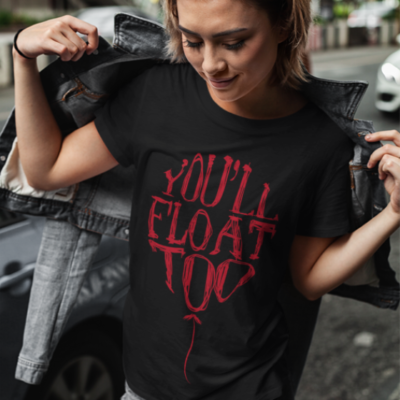 Image de t-shirt noir pour femme "You'll Float Too - Ca"- MCL Sérigraphie