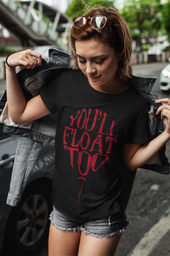 Image de t-shirt noir pour femme "You'll Float Too - Ca"- MCL Sérigraphie