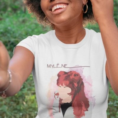 Image de t-shirt blanc femme "Mylène Farmer" - MCL Sérigraphie