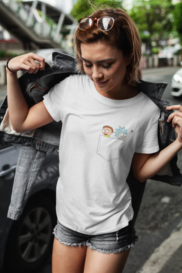 Image de t-shirt blanc pour femme "Rick et Morty" - MCL Sérigraphie