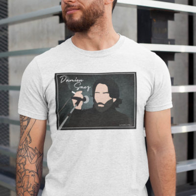 Image de t-shirt blanc pour homme "Damien Saez" - MCL Sérigraphie