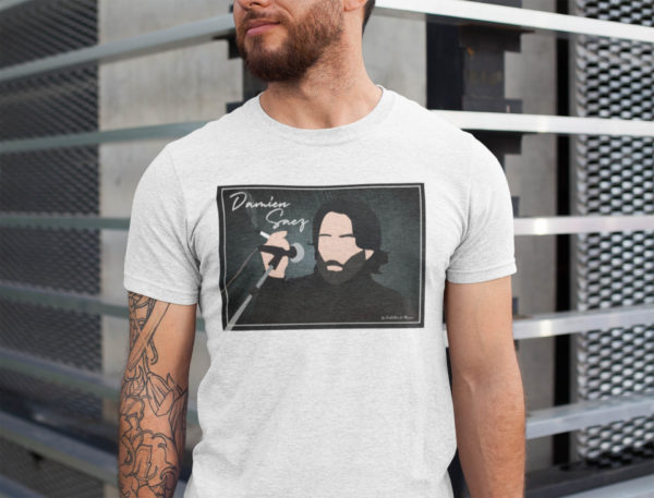 Image de t-shirt blanc pour homme "Damien Saez" - MCL Sérigraphie