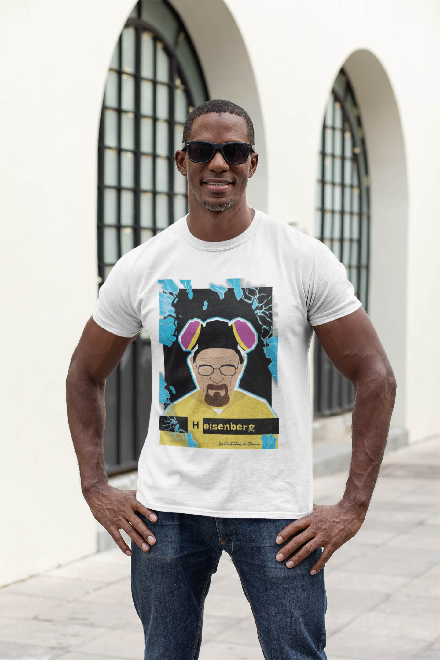 T-shirt blanc pour homme "Heisenberg" - MCL Sérigraphie Image de t-shirt blanc pour homme "Heisenberg" - MCL Sérigraphie