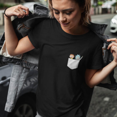 Image de t-shirt noir pour femme "Rick et Morty" - MCL Sérigraphie