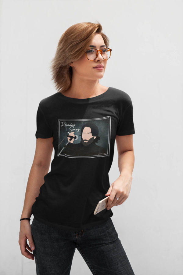 Image de t-shirt noir pour femme "Damien Saez" - MCL Sérigraphie