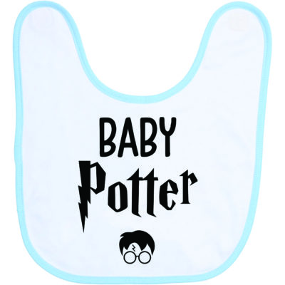 Image de bavoir bleu et blanc "Baby Potter" - MCL Sérigraphie