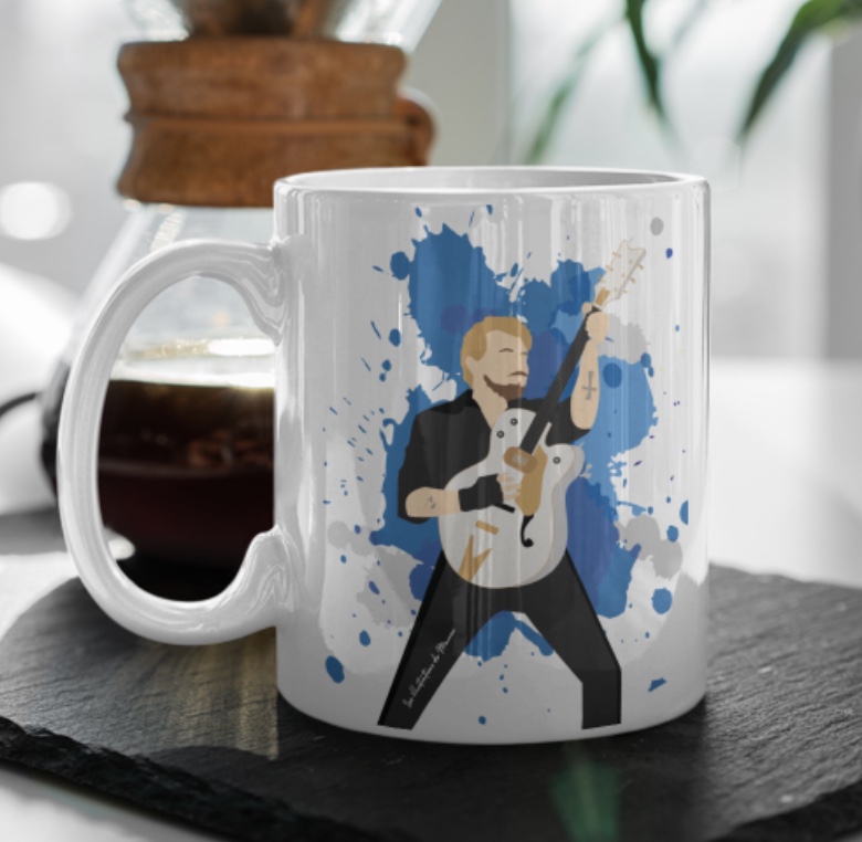 Mug "Johnny Hallyday" en bleu - MCL Sérigraphie Image de mug "Johnny Hallyday" version bleue - MCL Sérigraphie