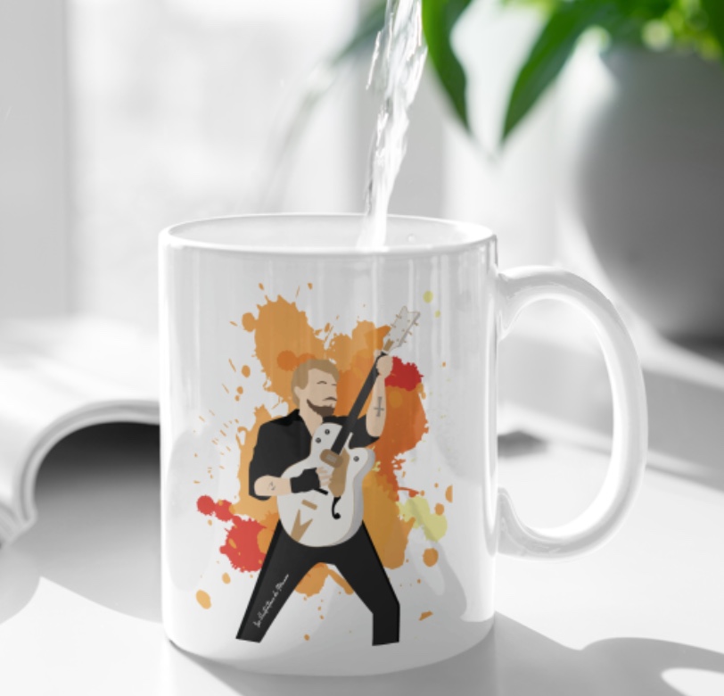 Mug "Johnny Hallyday" version orange - MCL Sérigraphie Image de mug "Johnny Hallyday" version orange - MCL Sérigraphie