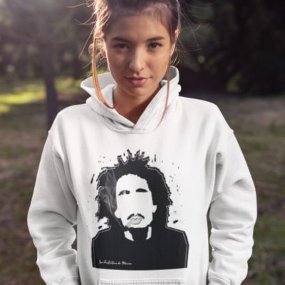 Image de sweat blanc à capuche femme 'Bob Marley" - MCL Sérigraphie