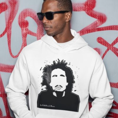 Image de sweat blanc à capuche homme "Bob Marley" - MCL Sérigraphie