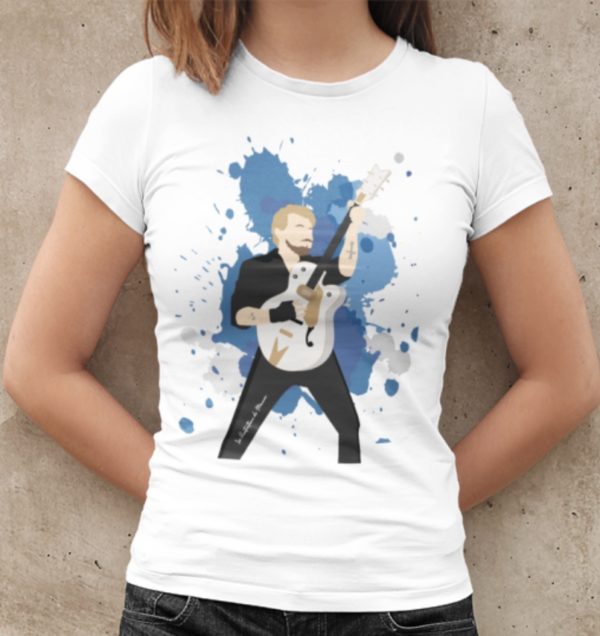 Image de t-shirt femme "Johnny Hallyday" version bleue - MCL Sérigraphie