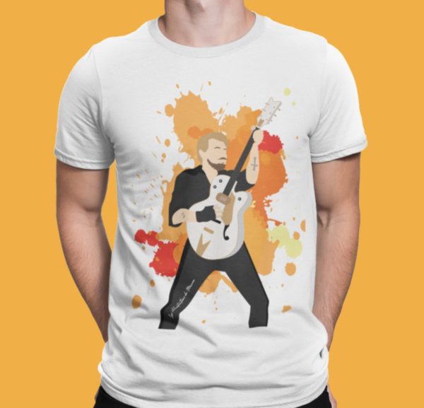 Image de t-shirt homme "Johnny Hallyday" version orange - MCL Sérigraphie