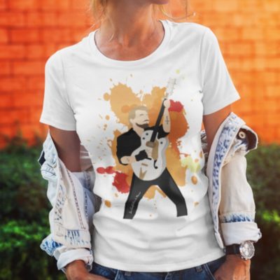 Image de t-shirt femme "Johnny Hallyday" version orange - MCL Sérigraphie