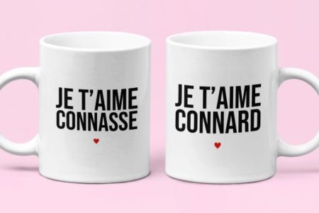 Image de mugs "Je t'aime connard/je t'aime connasse" - MCL Sérigraphie