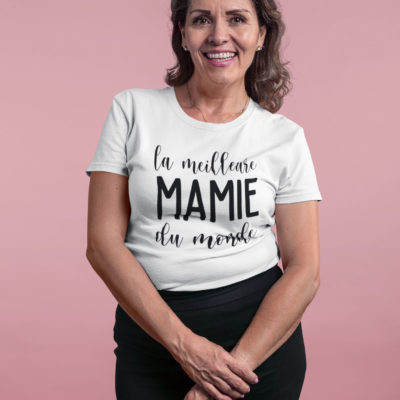 Image du t-shirt blanc pour femme "La meilleure mamie du monde" - MCL Sérigraphie