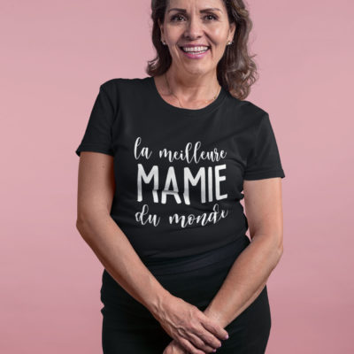 Image du t-shirt noir pour femme "La meilleure mamie du monde" - MCL Sérigraphie
