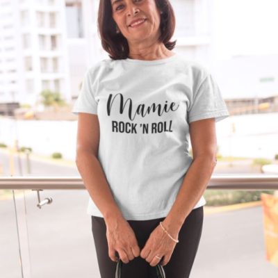 Image de t-shirt blanc "Mamie Rock'N Roll"-MCL Sérigraphie