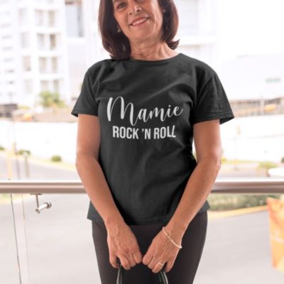 Image de t-shirt noir "Mamie Rock'N Roll"-MCL Sérigraphie