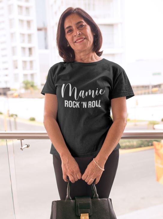 Image de t-shirt noir "Mamie Rock'N Roll"-MCL Sérigraphie