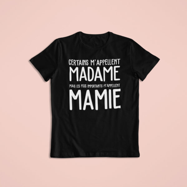 Image de t-shirt noir "Les plus importants m'appellent Mamie"-MCL Sérigraphie