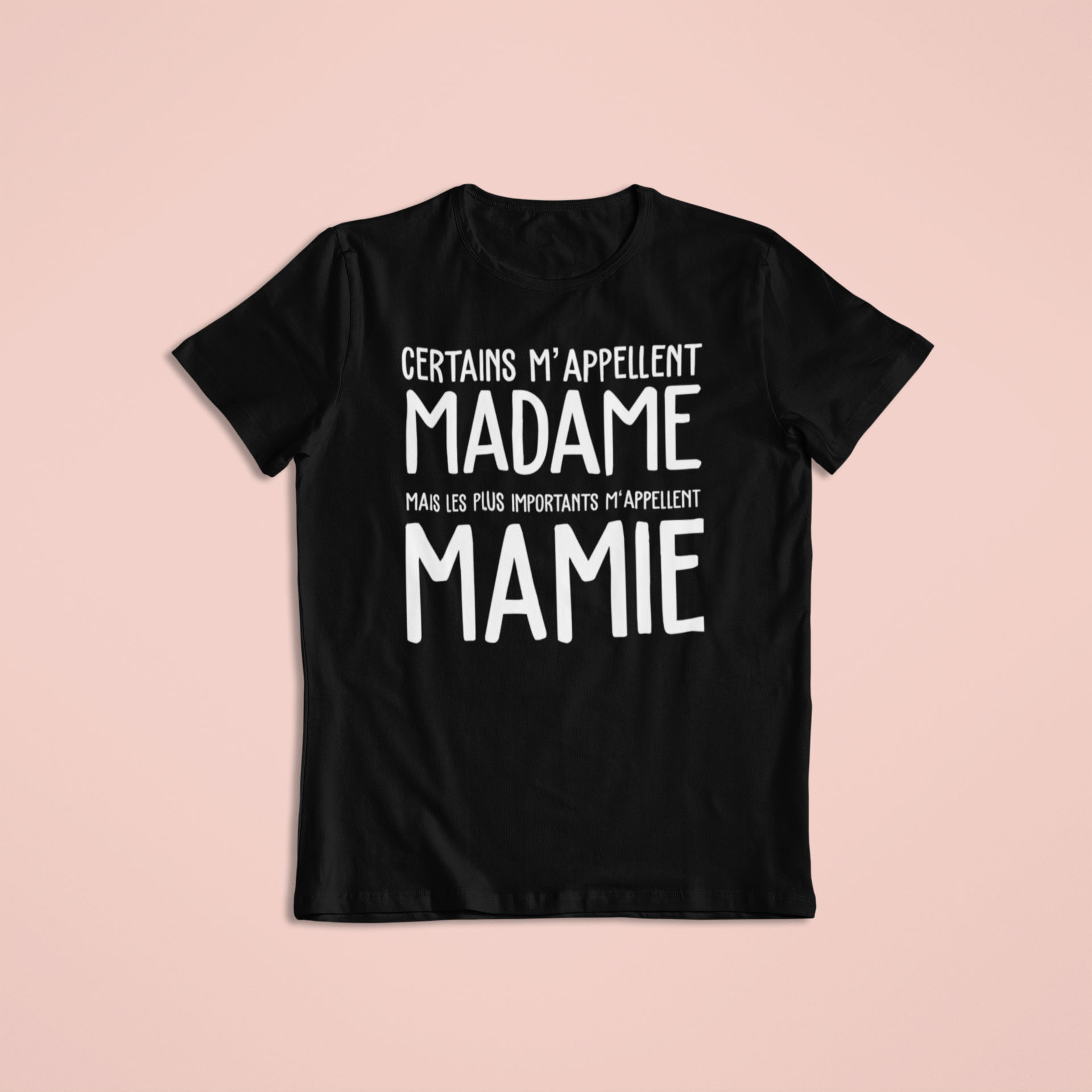 Image de t-shirt noir "Les plus importants m'appellent Mamie"-MCL Sérigraphie