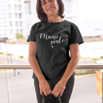 Image de t-shirt noir femme "Mamie Poule" - MCL Sérigraphie