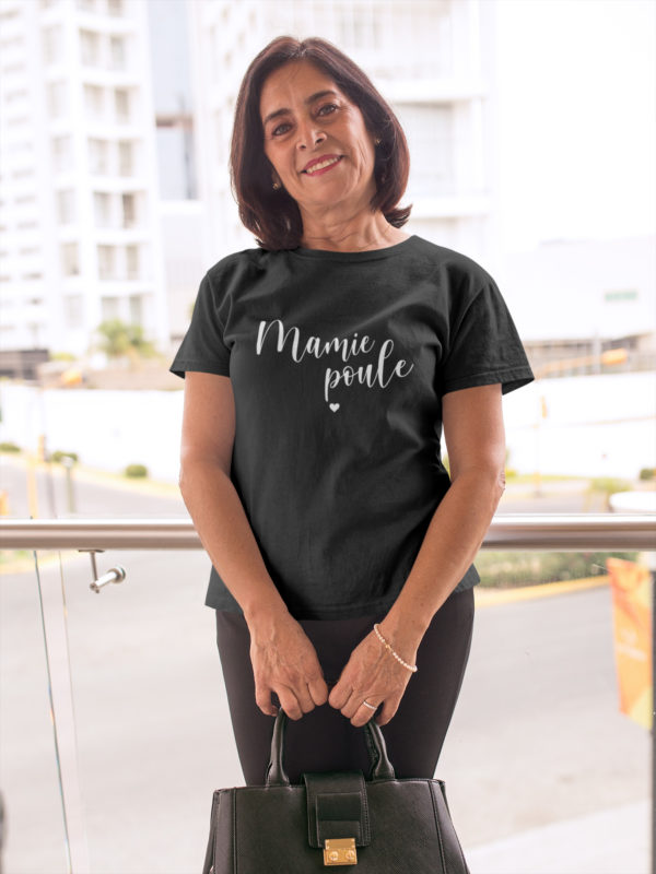 Image de t-shirt noir femme "Mamie Poule" - MCL Sérigraphie