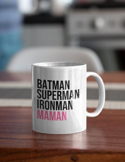 Image de mug "Batman, Superman, Ironman, Maman" - MCL Sérigraphie