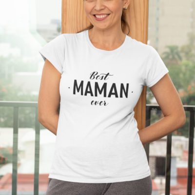 Image de t-shirt blanc femme "Best maman ever" - MCL Sérigraphie
