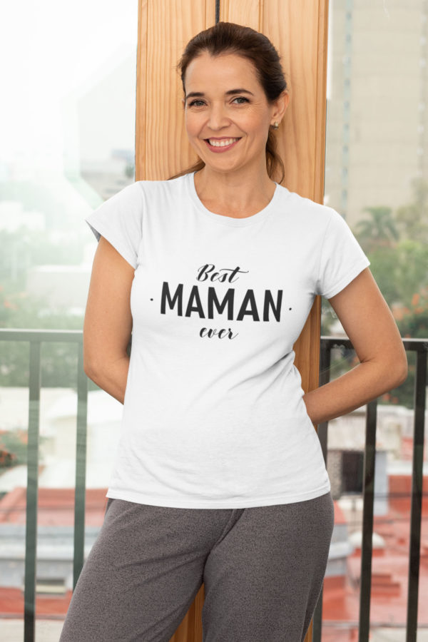 Image de t-shirt blanc femme "Best maman ever" - MCL Sérigraphie