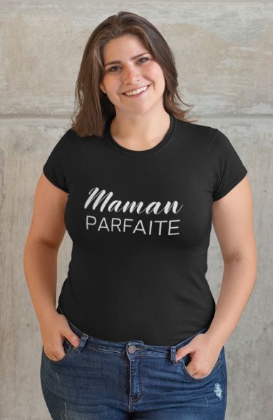 Image de t-shirt noir "Maman parfaite" - MCL Sérigraphie