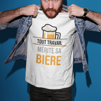 Image du t-shirt homme "Tout travail mérite sa bière" - MCL Sérigraphie