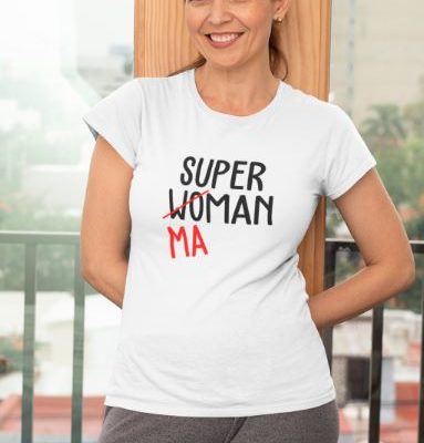 Image de t-shirt blanc "Super Maman" - MCL Sérigraphie