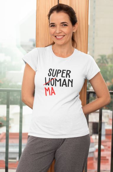 Image de t-shirt blanc "Super Maman" - MCL Sérigraphie
