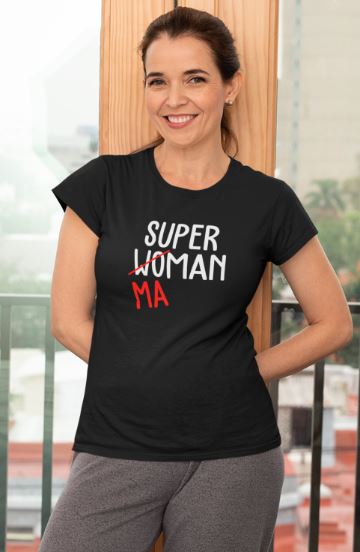 Image de t-shirt noir "Super maman" - MCL Sérigraphie
