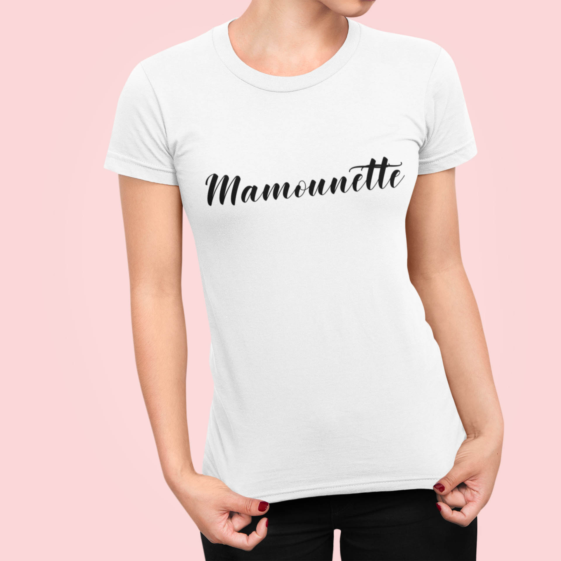 T-shirt noir "Mamounette" - MCL Sérigraphie Image de t-shirt blanc "Mamounette" - MCL Sérigraphie