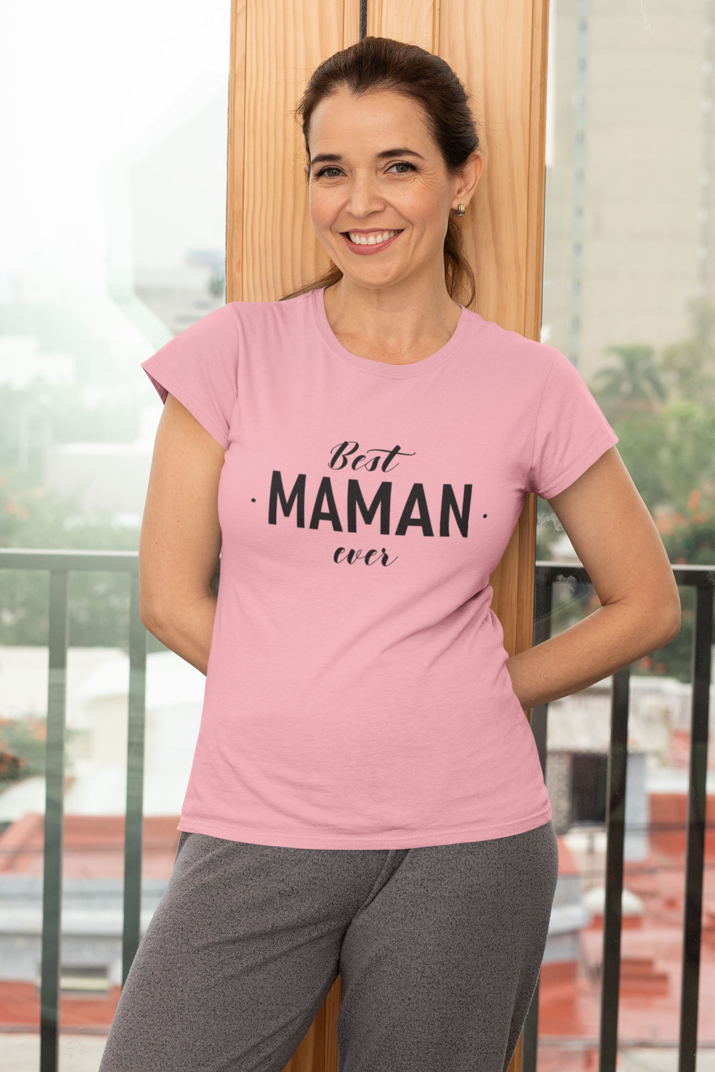 Image de t-shirt rose femme "Best maman ever" - MCL Sérigraphie