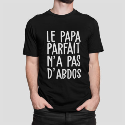 Image de t-shirt noir homme "Le papa parfait n'a pas d'abdos" - MCL Sérigraphie