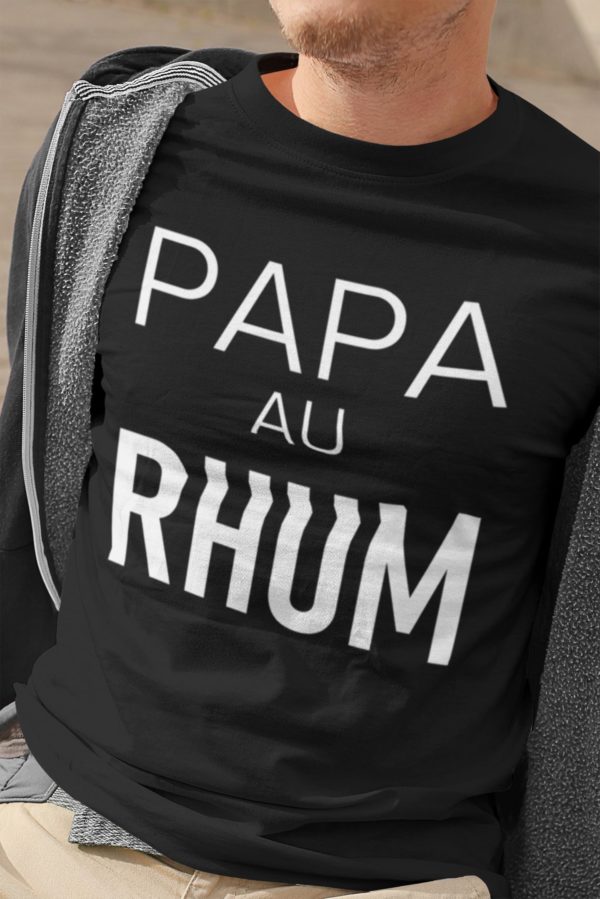 Image de t-shirt noir homme "Papa au Rhum" - MCL Sérigraphie