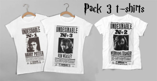Image de pack de 3 t-shirts Harry Potter, Hermione, Ron - MCL Sérigraphie