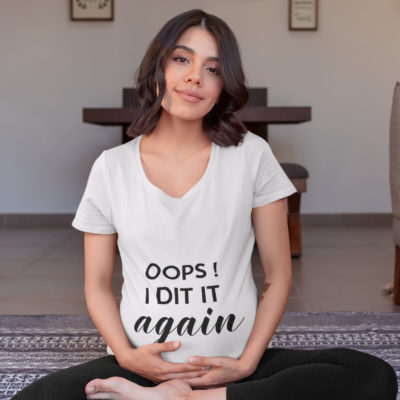 Image de t-shirt blanc femme enceinte "Oops i did it again" - MCL Sérigraphie